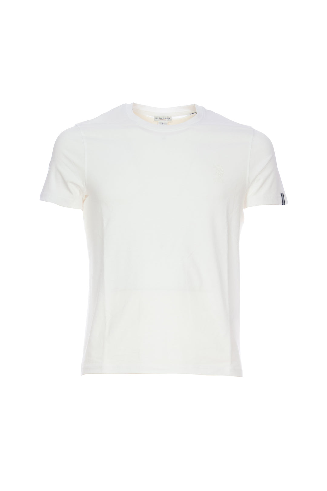U.S. POLO ASSN. T-shirt bianca in cotone stretch con logo USPA sul petto - Mancinelli 1954