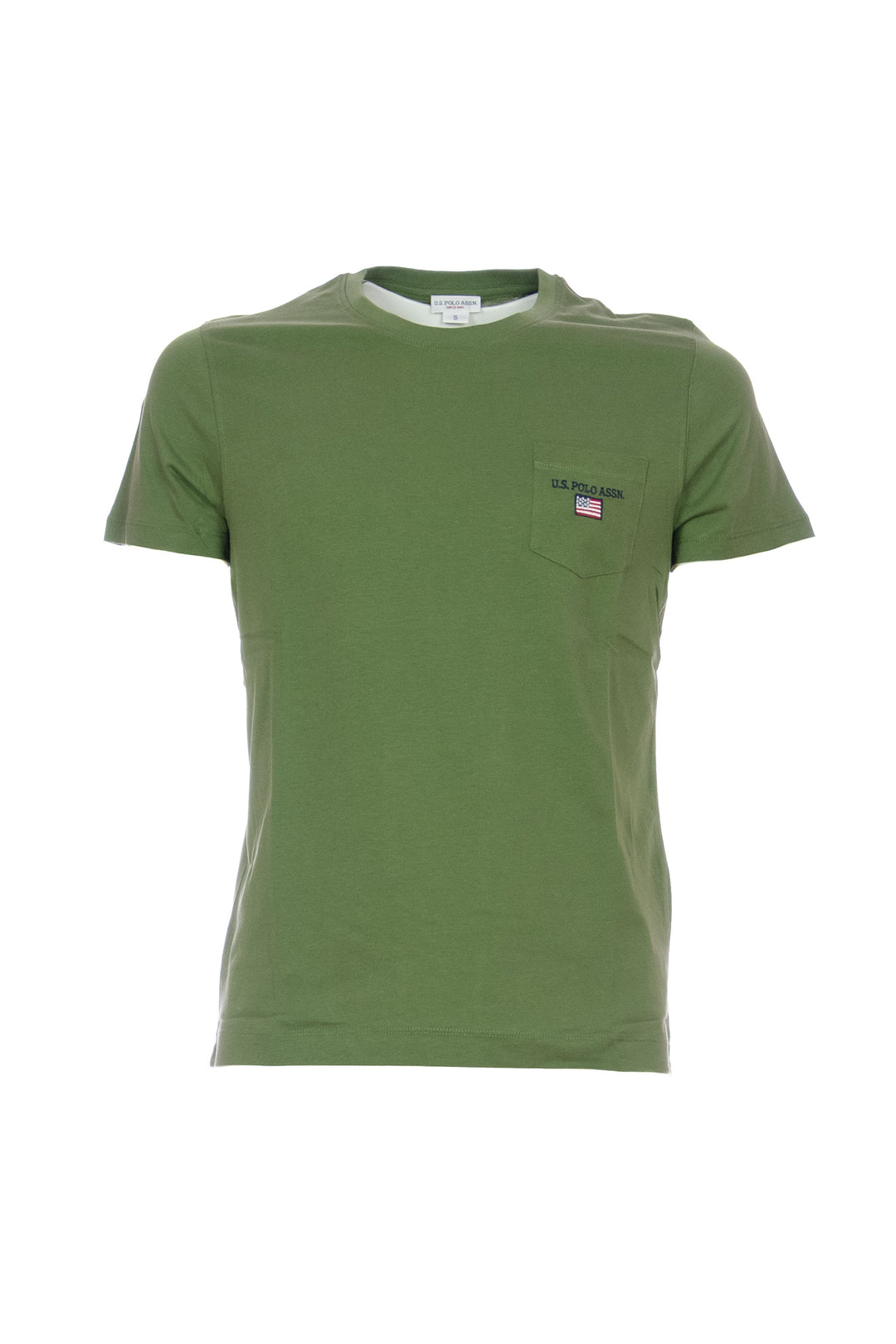 U.S. POLO ASSN. T-shirt verde militare in cotone con taschino sul petto - Mancinelli 1954