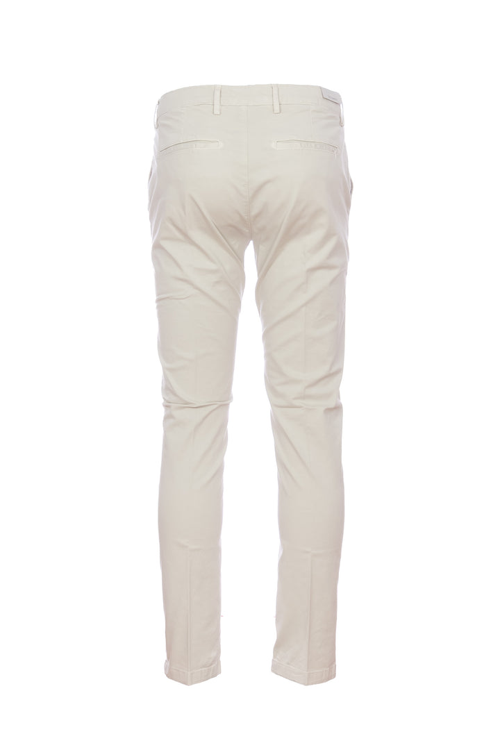 Ecru “STORY” trousers in stretch cotton gabardine