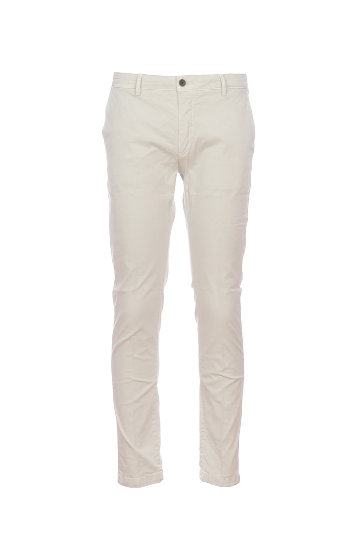 Ecru “STORY” trousers in stretch cotton gabardine