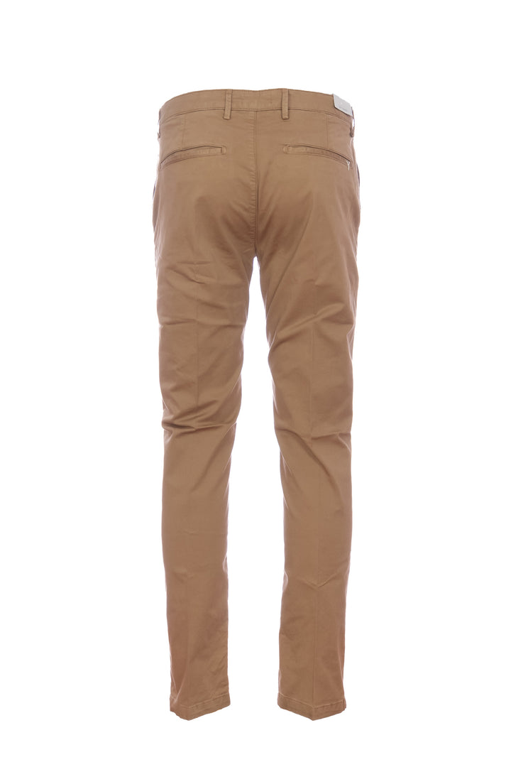 Burnt “STORY” trousers in stretch cotton gabardine