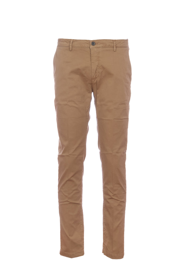 Burnt “STORY” trousers in stretch cotton gabardine