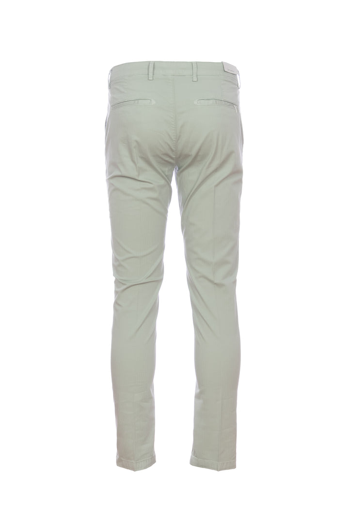 Pantalone “STORY” salvia in gabardina di cotone elasticizzato