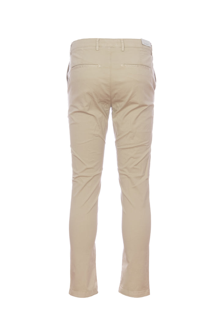 Pantalone “STORY” beige in gabardina di cotone elasticizzato