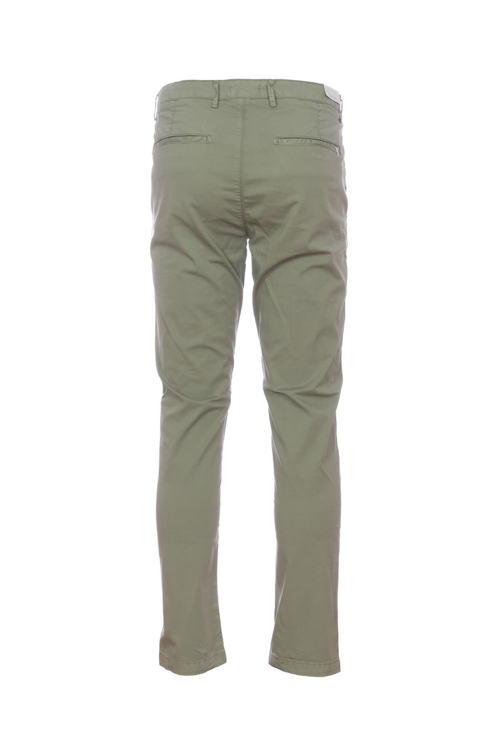 Pantalone “STORY” verde oliva in gabardina di cotone elasticizzato