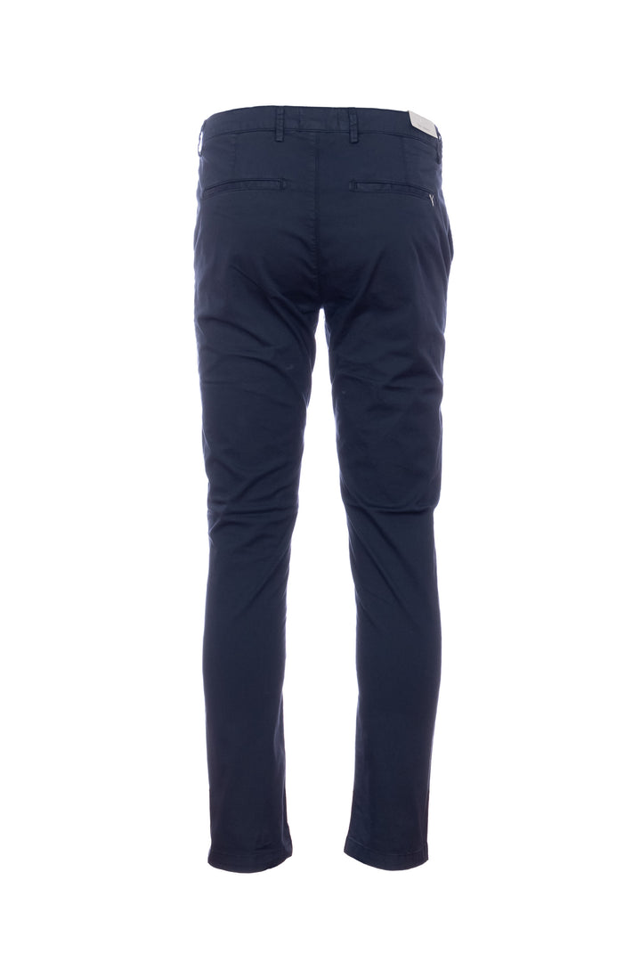 Pantalone “STORY” blu navy in gabardina di cotone elasticizzato