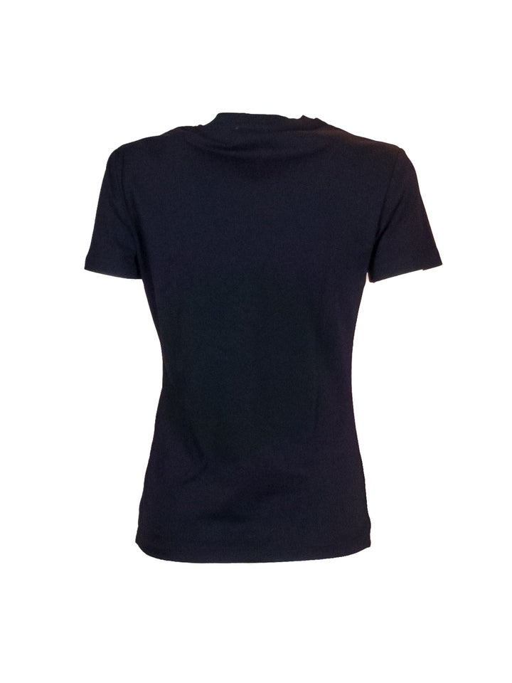 FRACOMINA T-shirt regular nera in jersey con strass - Mancinelli 1954