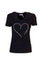 T-shirt regular nera in jersey con strass