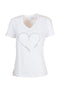 T-shirt regular bianca in jersey con strass