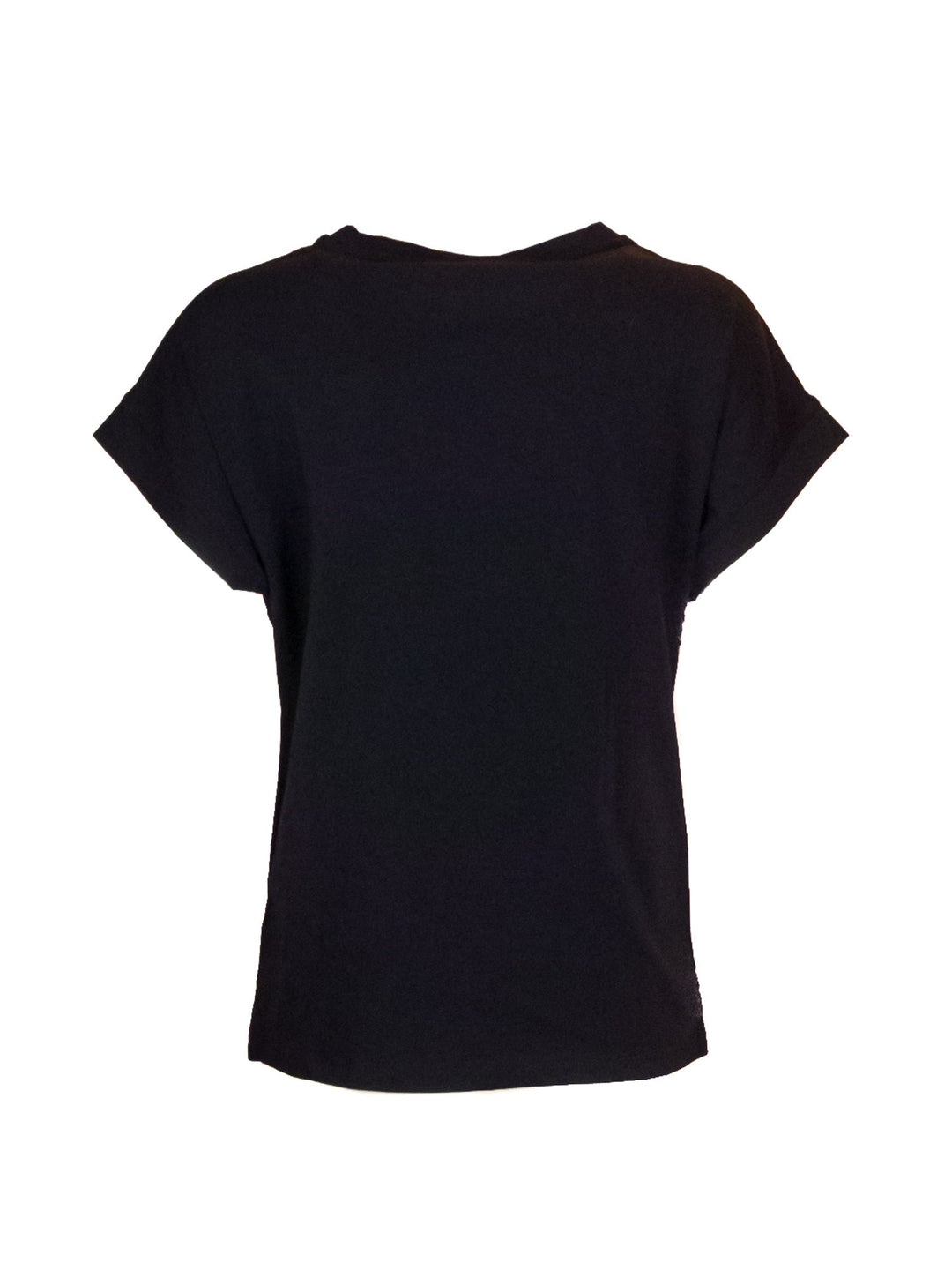 FRACOMINA T-shirt loose nera in jersey di cotone con strass - Mancinelli 1954