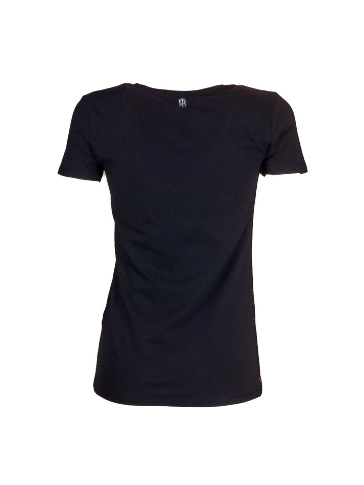 FRACOMINA T-shirt slim nera in jersey di cotone stretch - Mancinelli 1954