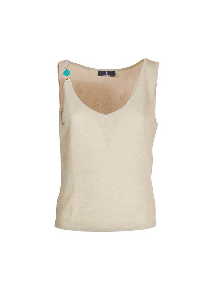 FRACOMINA Top regular senza maniche beige in maglia - Mancinelli 1954