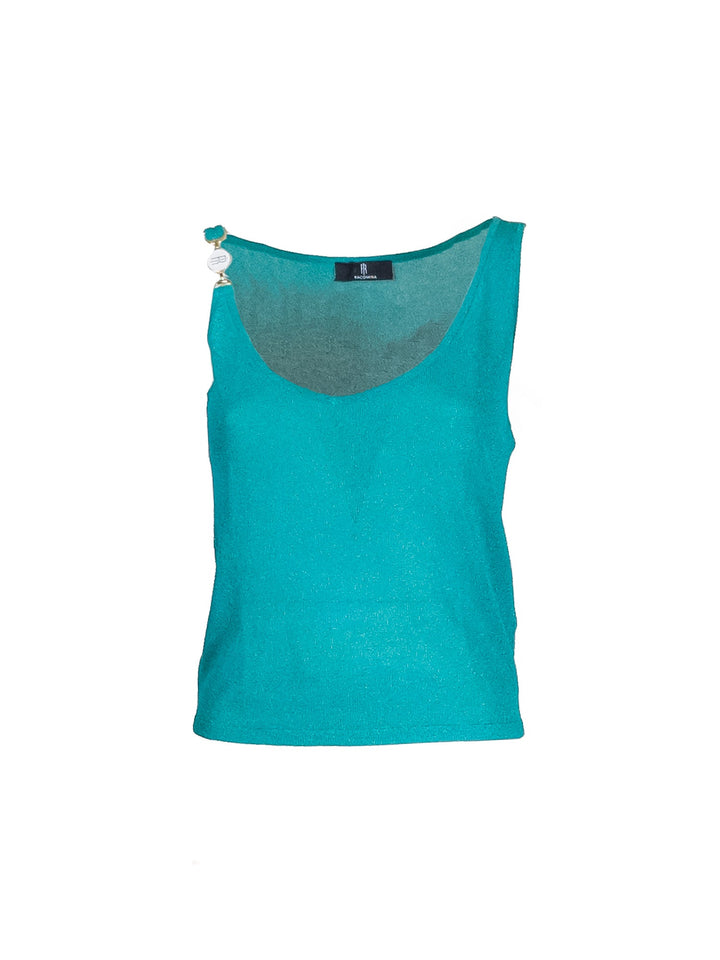 FRACOMINA Top regular senza maniche acquamarina in maglia - Mancinelli 1954