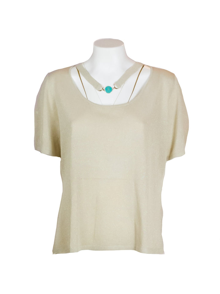 FRACOMINA Maglia regular beige con scollo a V e accessorio logo metallico - Mancinelli 1954