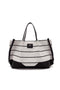 Borsa Shopping Stripes nera in tessuto canvas