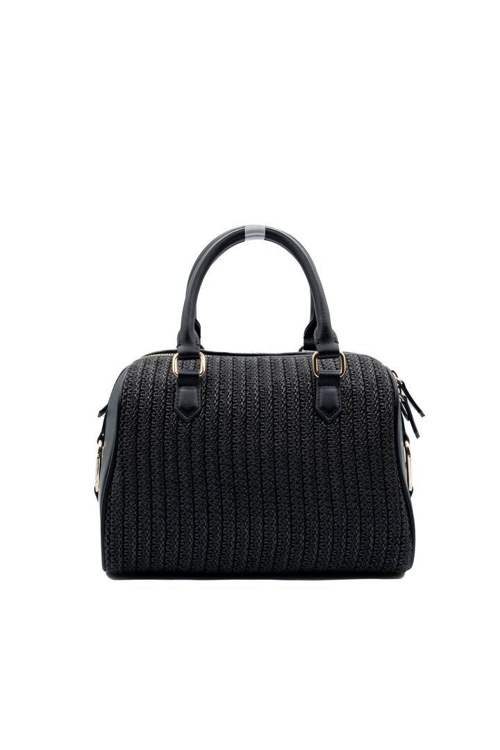 TWINSET Borsa a mano nera in crochet di rafia con tracolla rimovibile - Mancinelli 1954