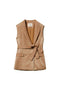 Gilet golden green in envers satin con cintura
