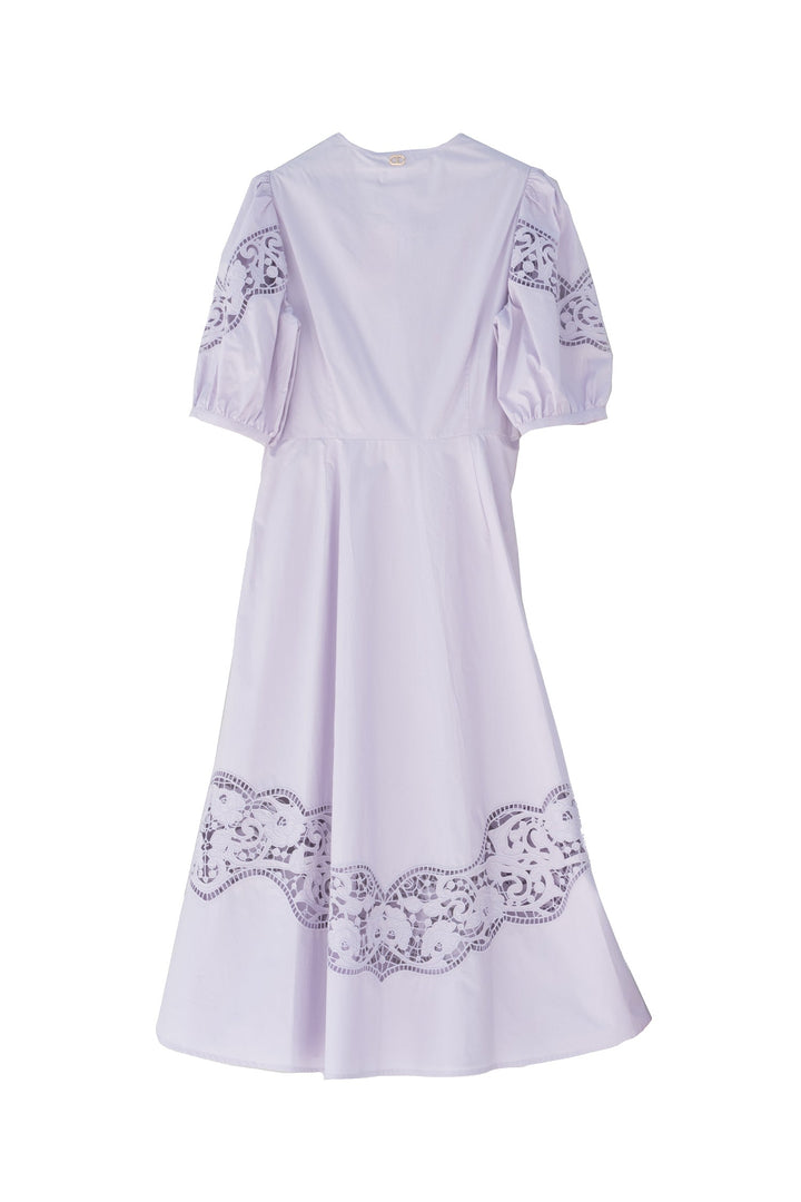 TWINSET Abito lungo lilla in popeline sangallo - Mancinelli 1954