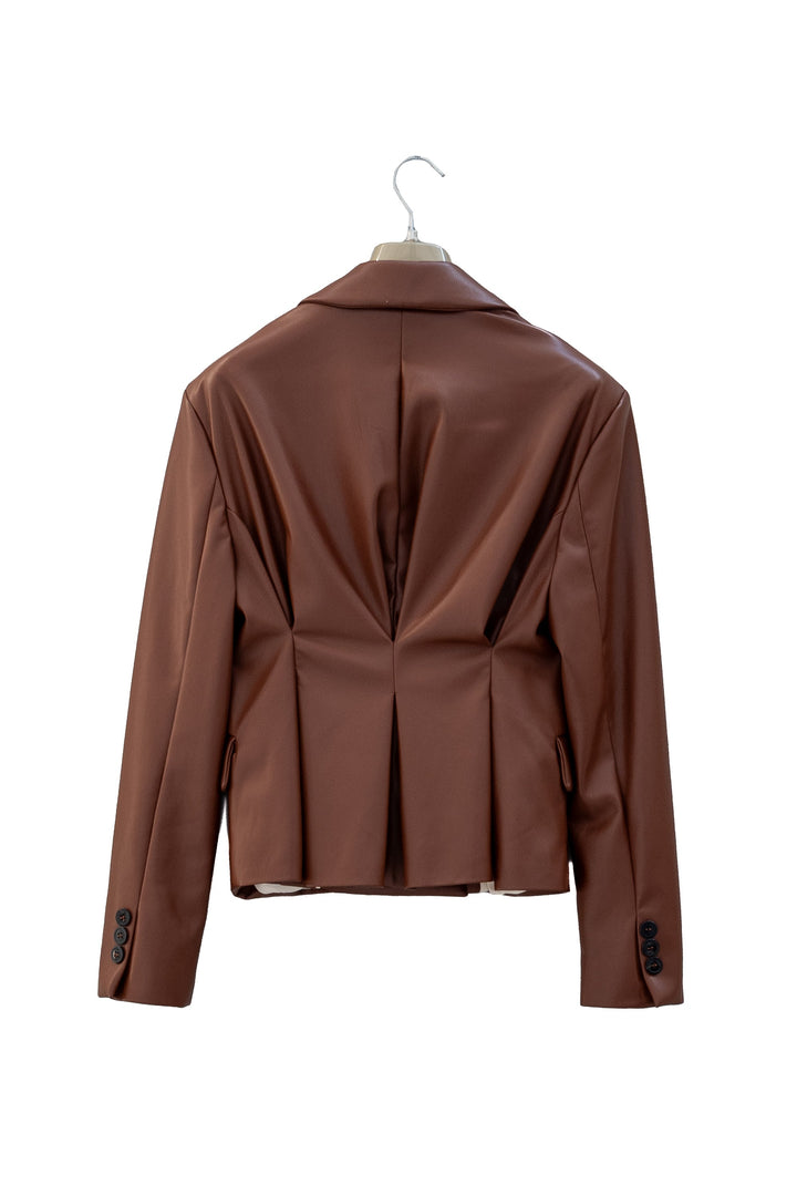 Maryley Giacca doppiopetto marrone in similpelle - Mancinelli 1954