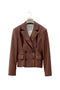 Giacca doppiopetto marrone in similpelle