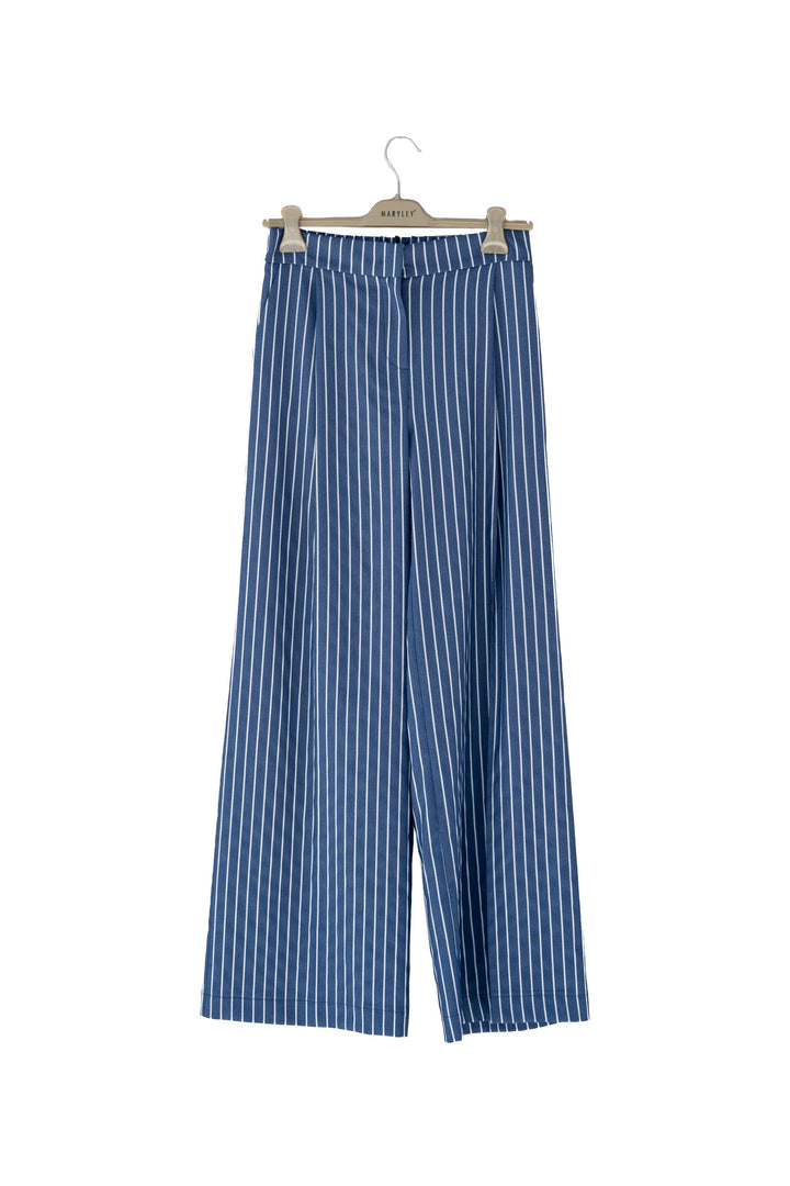 Maryley Pantalone palazzo blu gessato - Mancinelli 1954
