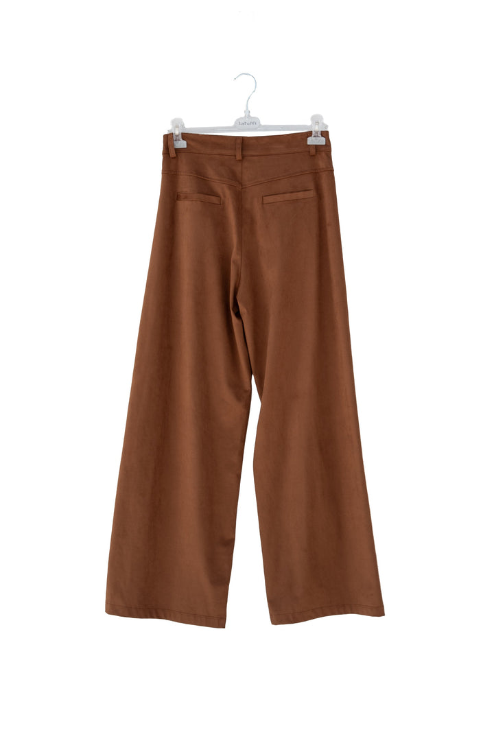 MOTEL Pantaloni cognac in tessuto effetto suede - Mancinelli 1954