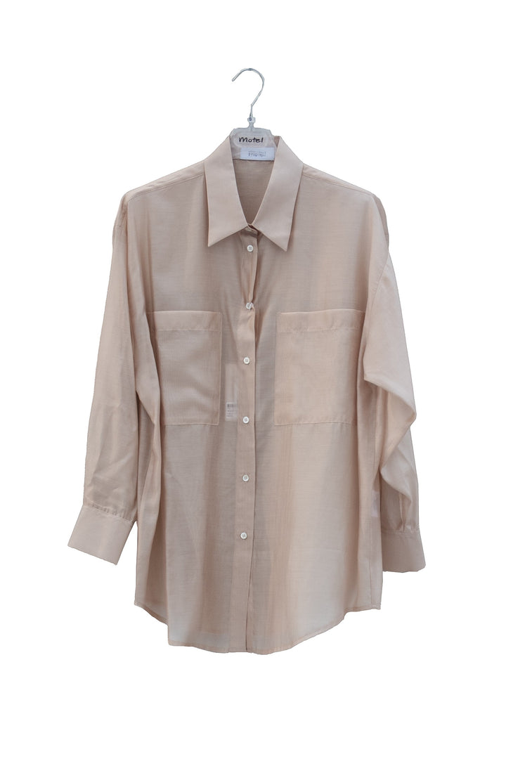 MOTEL Camicia beige in lyocell - Mancinelli 1954