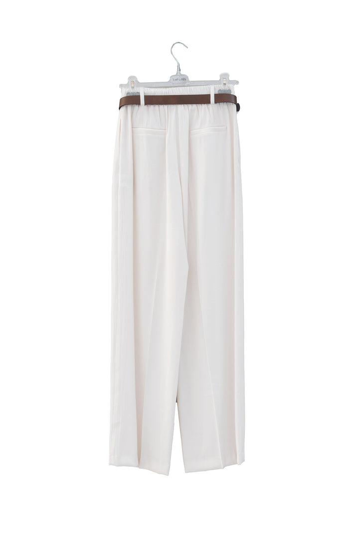 MOTEL Pantaloni avorio in viscosa con cintura coordinata - Mancinelli 1954