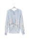 Camicia Celeste con Ricami e Nodo Frontale