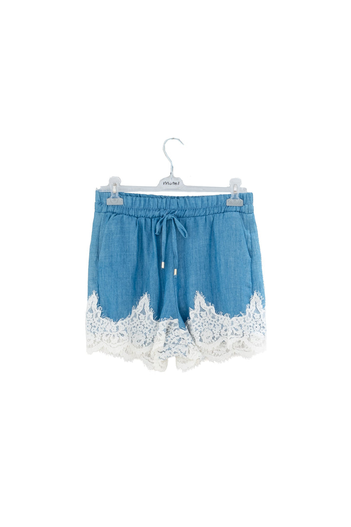 MOTEL Shorts azzurri con pizzo bianco - Mancinelli 1954