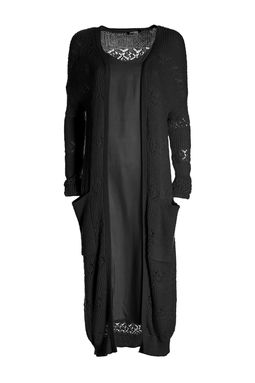 FRACOMINA Cardigan regular lungo con effetto punzonatura nero - Mancinelli 1954