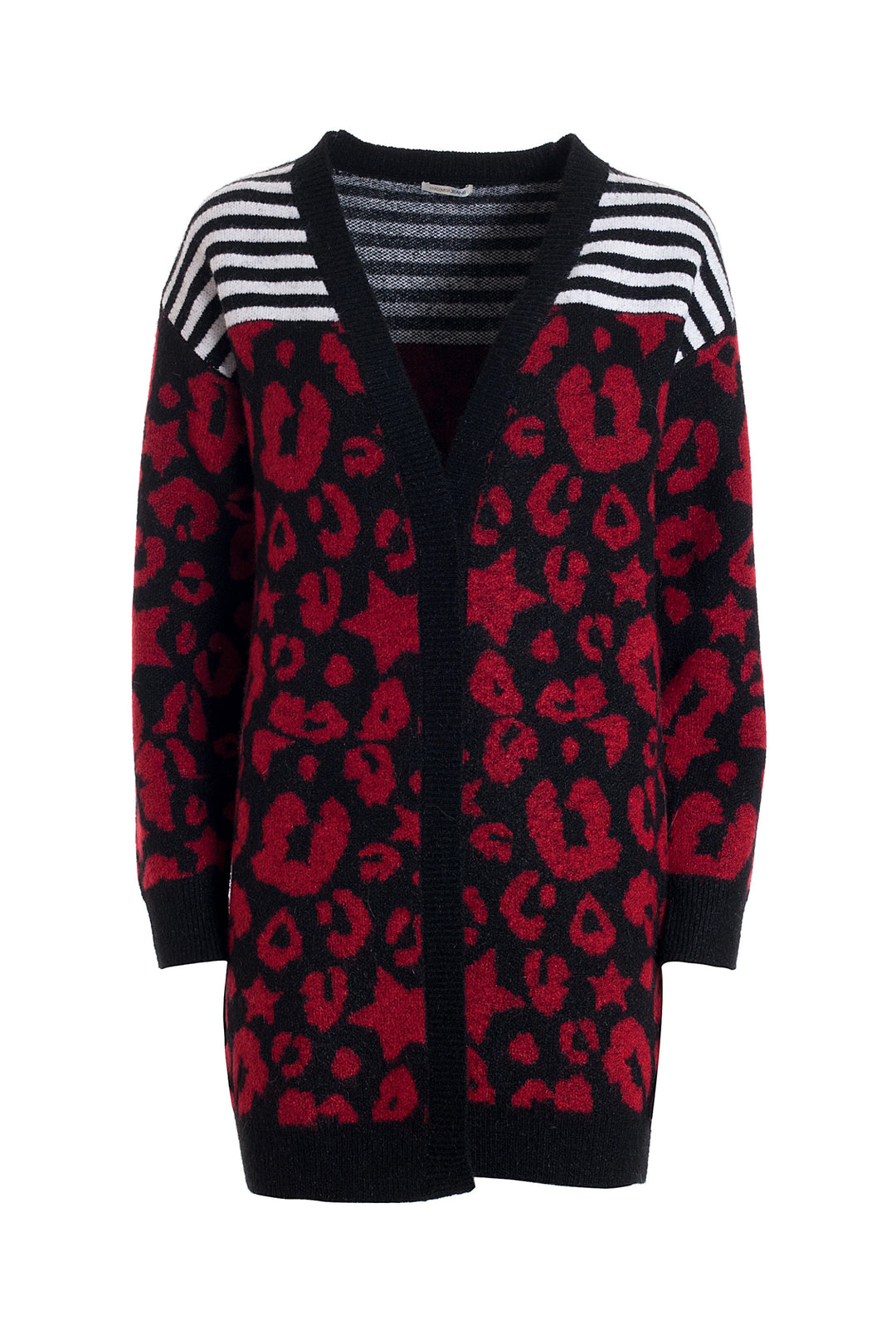 FRACOMINA Cardigan ampio con jacquard animalier e righe - Mancinelli 1954
