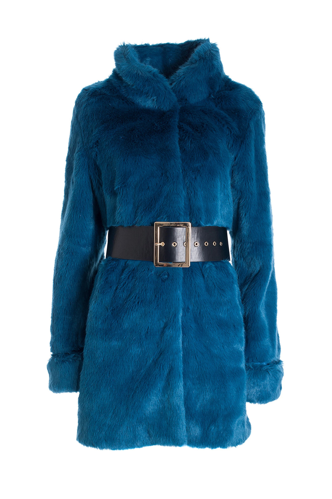 FRACOMINA Cappotto regular in eco pelliccia ottanio - Mancinelli 1954