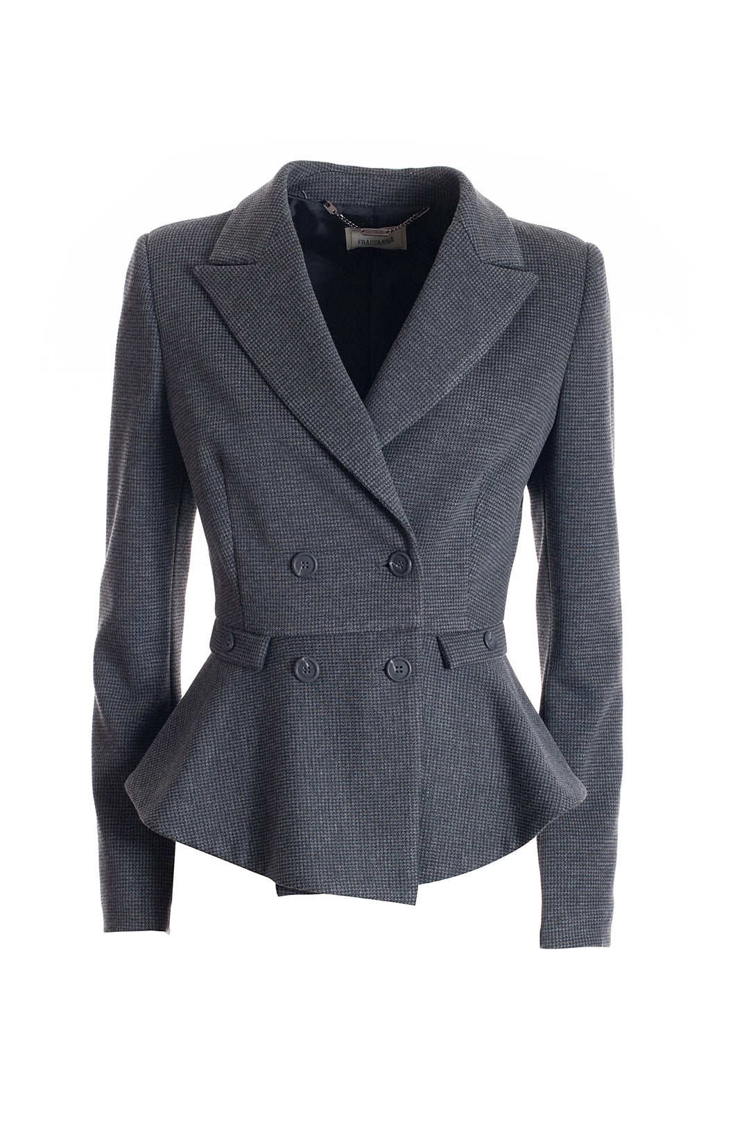 FRACOMINA Blazer aderente doppiopetto in tessuto piede de poule grigio - Mancinelli 1954