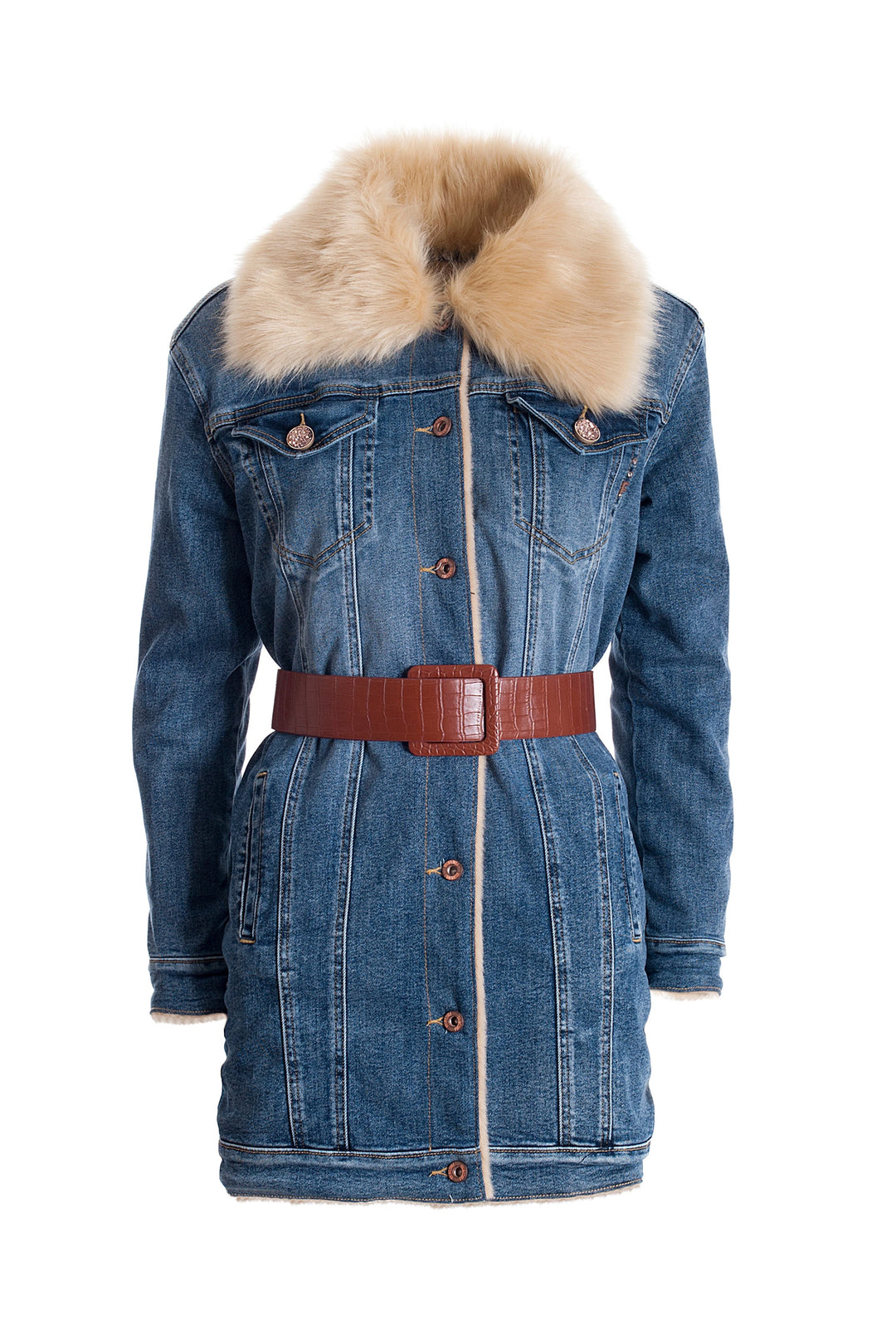 FRACOMINA Giacca regular lunga in denim con lavaggio medio - Mancinelli 1954