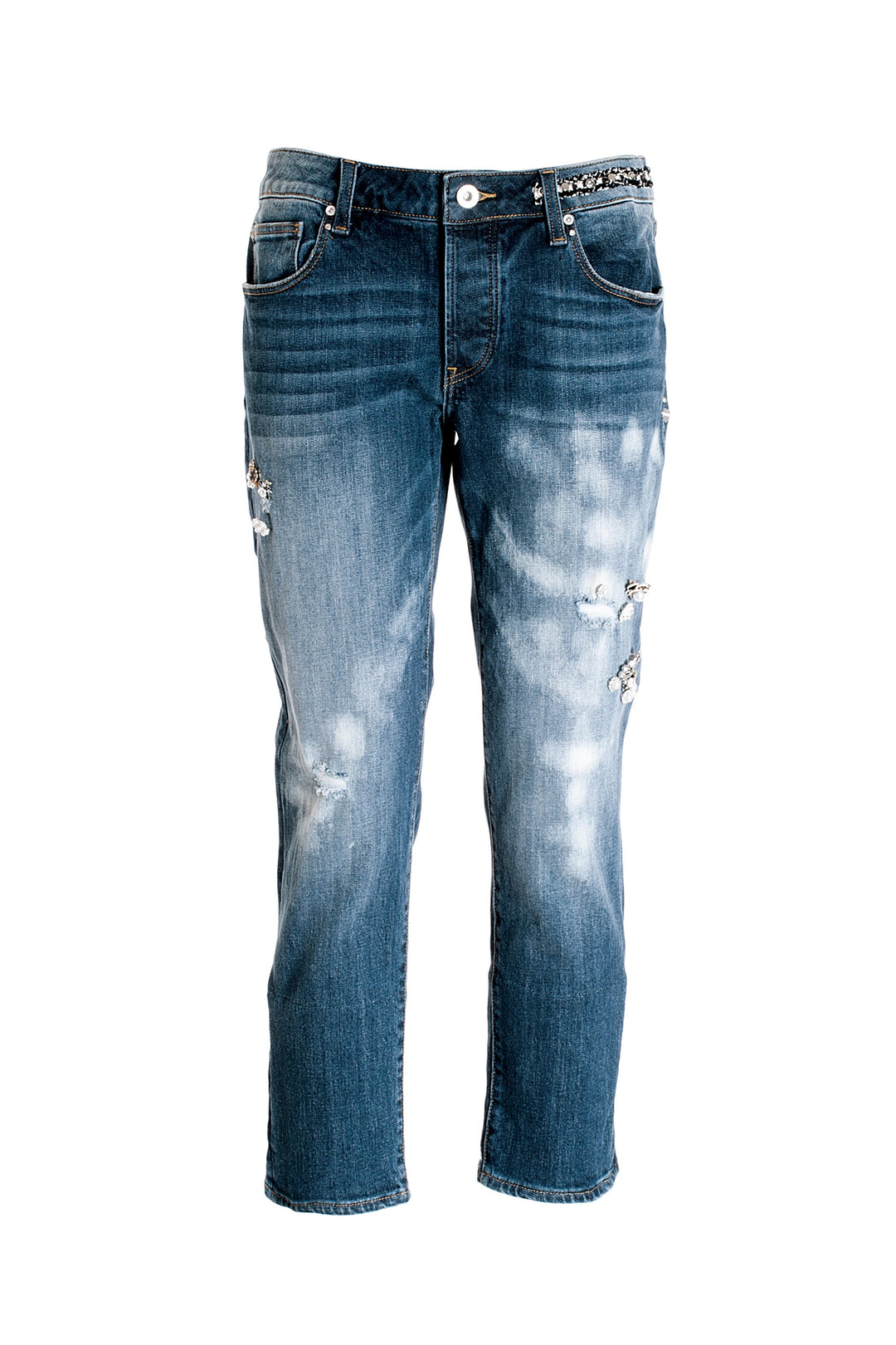 FRACOMINA Jeans loose fit cropped in denim con lavaggio scuro - Mancinelli 1954