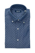 Dark blue cotton shirt with drop-shaped cashmere motif