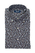 Dark brown cotton shirt with light blue floral pattern