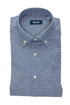 Camicia azzurra in flanella con motivo pied de poule