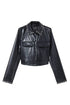 Black leather effect jacket with embroidery