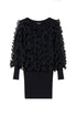 Black knit dress with pleated ruffles
