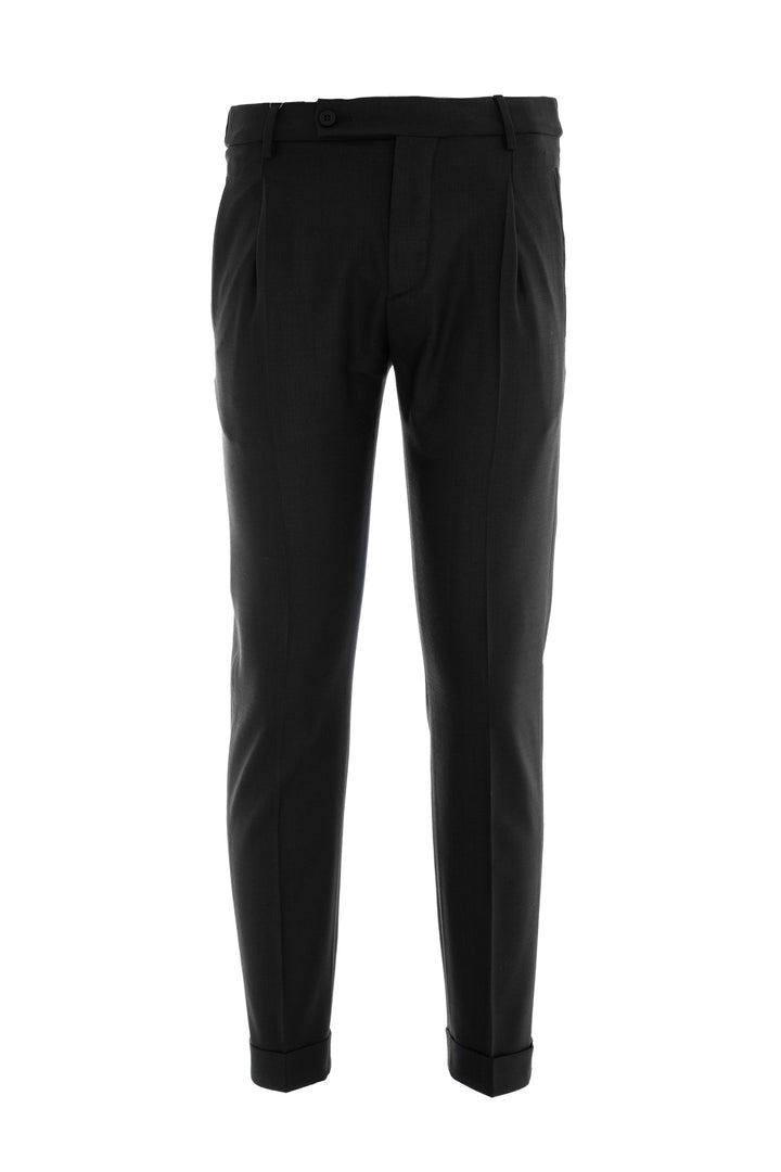 BERWICH Pantalone retro nero in misto lana stretch con una pince - Mancinelli 1954