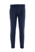 Pantalon rétro bleu marine en laine mélangée stretch avec une pince