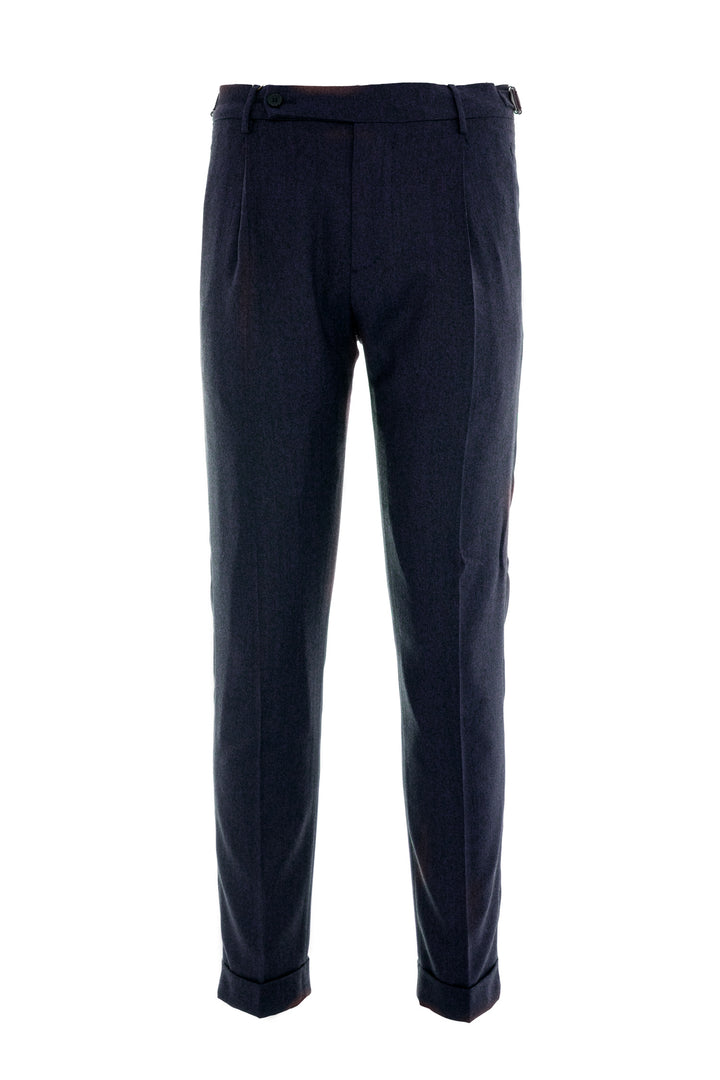 BERWICH Pantalone retro blu scuro in lana vergine stretch con una pince - Mancinelli 1954