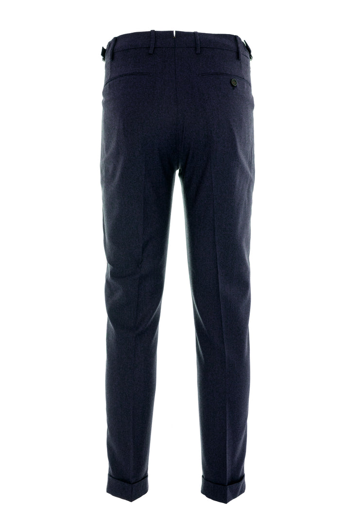 BERWICH Pantalone retro blu scuro in lana vergine stretch con una pince - Mancinelli 1954
