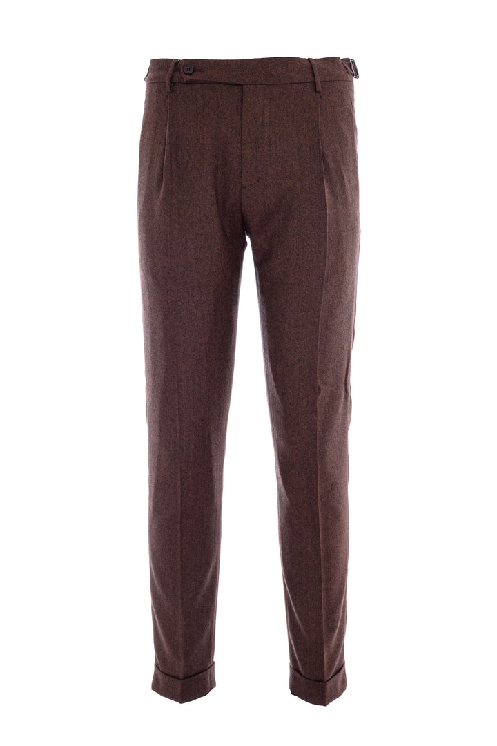 BERWICH Pantalone retro ruggine in lana vergine stretch con una pince - Mancinelli 1954