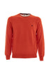 Orange crewneck sweater in wool with contrasts