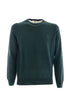 Dark green crewneck sweater in wool with contrasts