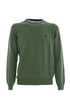 Green crewneck sweater in wool with contrasts