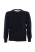 Black crewneck sweater in merino wool